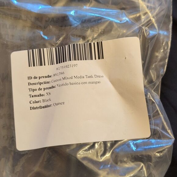 NWOT Quince Cotton Mixed Media Tank Dress Black Midi XS - Picture 12 of 14